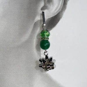 Hand Crafted Holiday Green Sheer Drop Dangle Stud Post Semi Precious Earrings